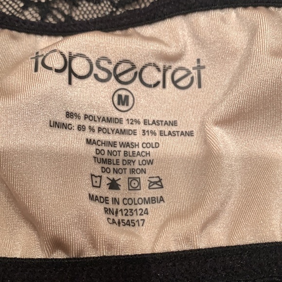 NWOT TOP SECRET WEAPON BANDEAU IN BLACK LACE WITH CHAMPAGNE COLOR LINING MEDIUM - Picture 12 of 12